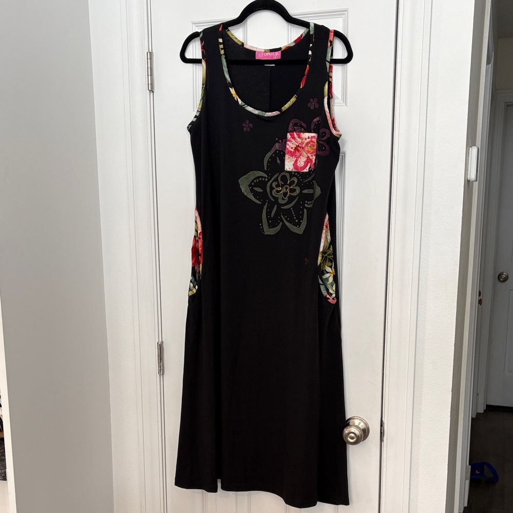 Crazy Fish Hawaiian 100% Cotton‎ Hand Painted Artsy Dress